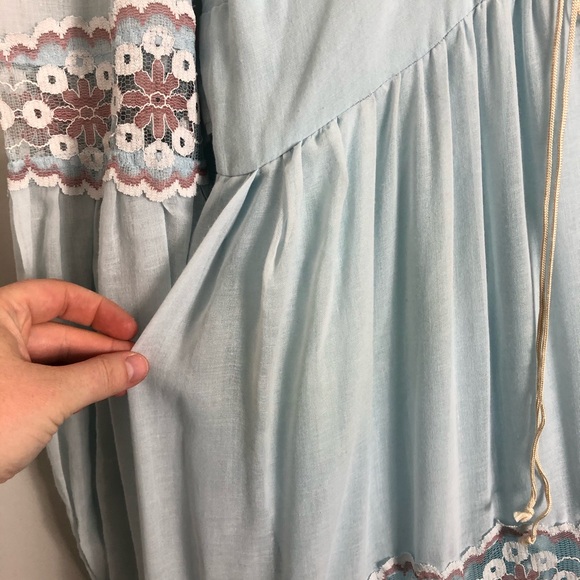 Vintage Gunne Sax Blue Boho Maxi Prairie Dress - Picture 7 of 16